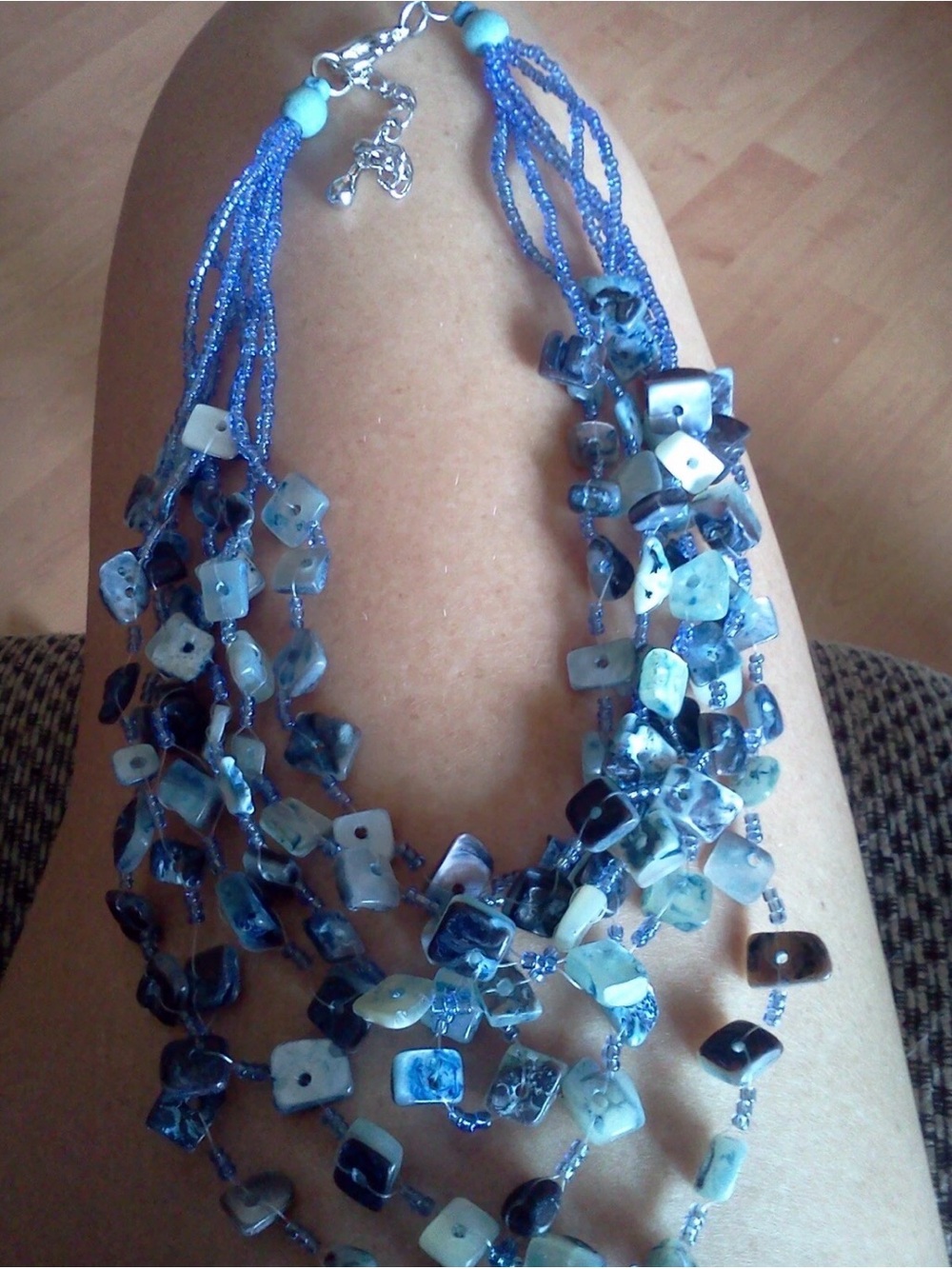 Vintage Blue Multi-Strand Beaded Necklace